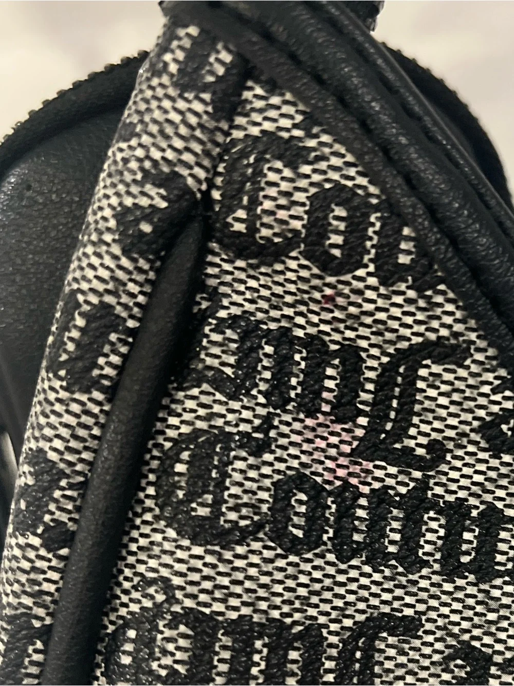 Juicy Couture Black Logo Jacquard Shoulder Bag with Detachable Pouch